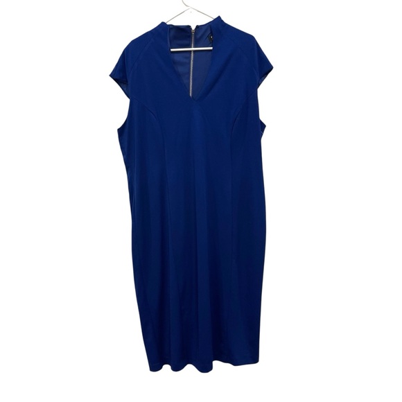 Alexia Admor Dresses & Skirts - Alexia Admor Katrina Split Neck Ponte Knit Sheath Dress Blue NWT Womens 2X